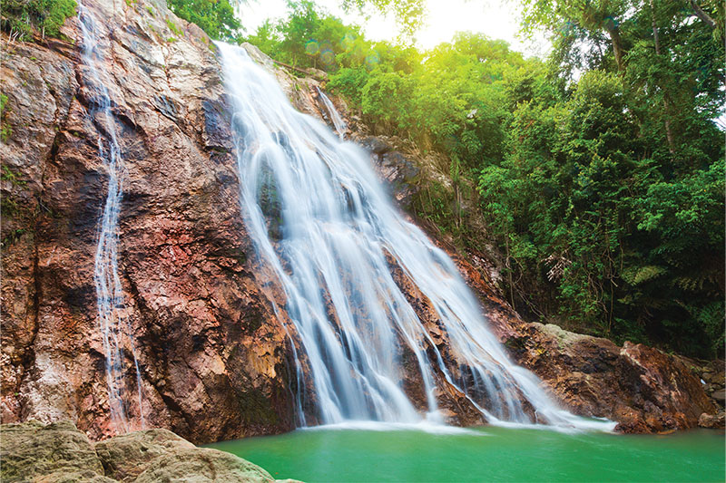 Hin Lad Waterfall before the end of the rainy season.