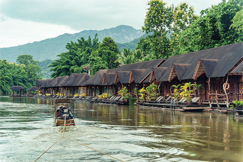 Riverside lodges remain a popular retreat for travellers.